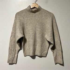 Ruby Moon Alpaca Blend Mock Neck Sweater – Size S, Beige, Cozy Ribbed Knit
